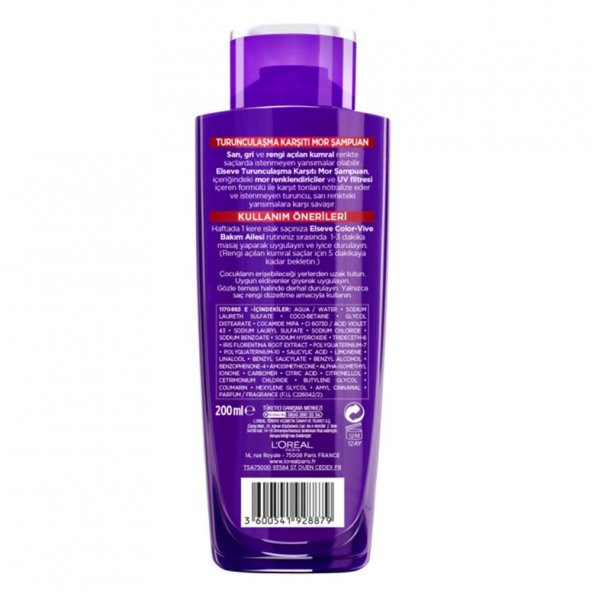 Elseve Turunculaşma Karşıtı Mor Şampuan 200ml - 2