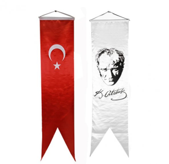 Kırlangıç Bayrak İkili Takım - Atatürk & Türk Bayrağı 50x150cm.