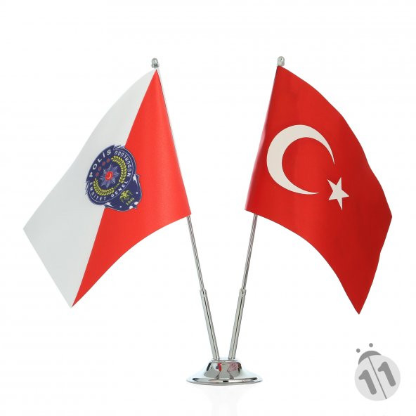 Polis ve Türk Bayrağı İkili Masa Bayrak Takımı