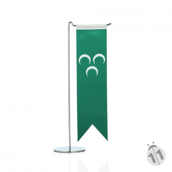 Osmanlı Üç Hilal Tekli Masa Bayrak Takımı ürün görseli 1