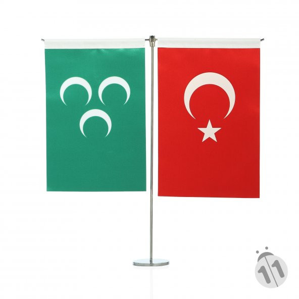 Osmanlı ve Türk Bayrağı Masa Bayrak Takımı(Dikey)