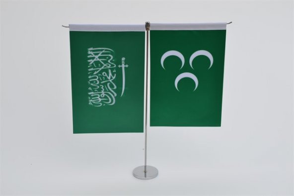 Tevhid ve Osmanlı Bayrağı Masa Bayrak Takımı (Dikey) - Resim 2