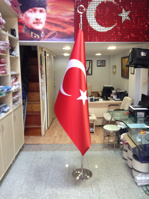 Makam Türk Bayrağı Telalı Saten 100x150cm. - Resim 3