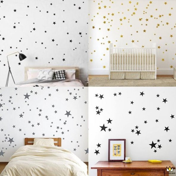Çocuk Bebek Odası Duvar Yıldız Sticker Etiket Dekor 160 Adet - 4