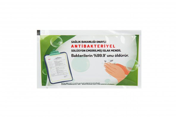 SAĞLIK BAKANLIĞI ONAYLI SOLÜSYONLU ANTİBAKTERİYEL ISLAK MENDİL 1 KUTU (25 ADET) - 2