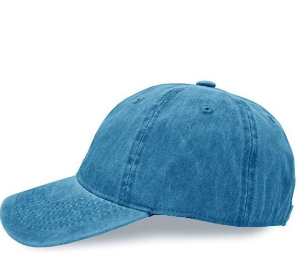 Beyzbol Şapkası 100 Pamuk Düz Eskitme - Yeni Sezon – Son Trend - Mavi - 4