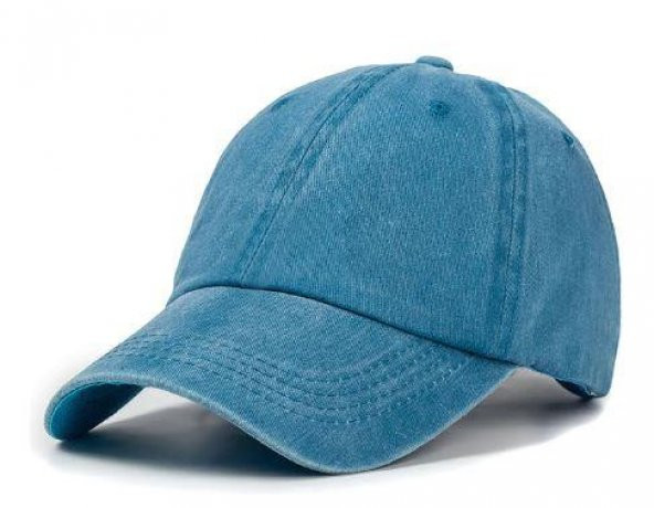 Beyzbol Şapkası 100 Pamuk Düz Eskitme - Yeni Sezon – Son Trend - Mavi