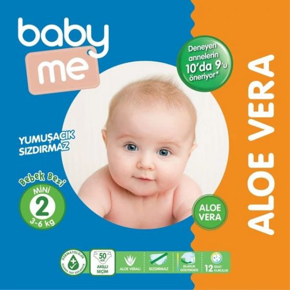 Baby&Me Aloe Vera Yenidoğan 1 Bebek Bezi 2 - 5 kg 50 Adet