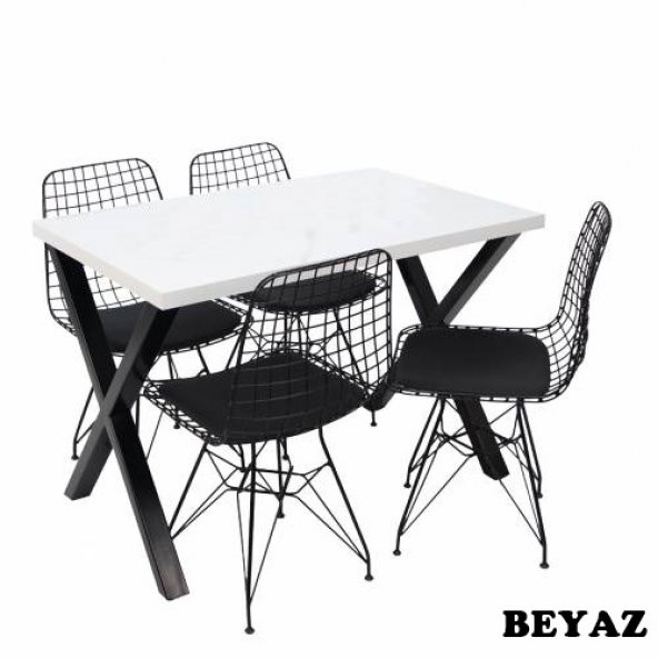 Masa Sandalye Takımı X Ayaklı Masa Tel Sandalye Mutfak Masası Bahçe Balkon Masası - 2