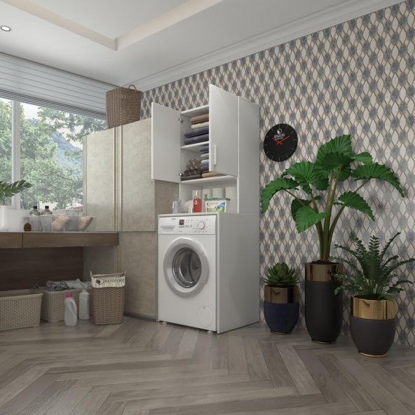 Kenzlife çamaşır makinesi dolabı raisa byz 180*066*60 banyo ofis kapaklı arkalıklı