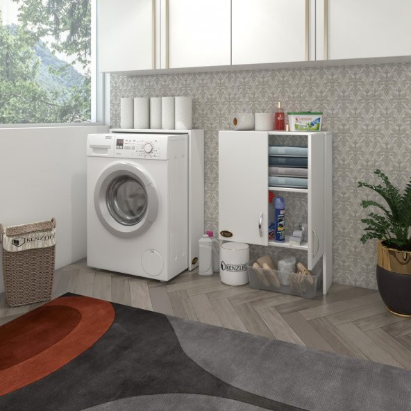 Kenzlife Çamaşır Makinesi Dolabı Veronika Byz 180*066*20 Banyo Çift Kapaklı Arkalıksız - 2