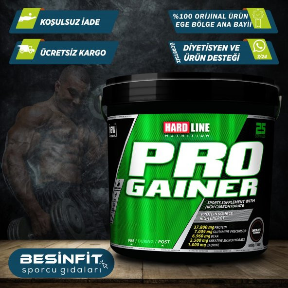 Hardline Progainer 5000 Gr Karbonhidrat Tozu Kilo Aldırıcı Gainer Çikolata Çilek Muz Hardline