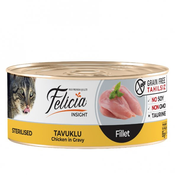 Felicia Tahılsız 85 gr Sterilised-Tavuklu Fileto . Yaş Kedi Maması 24 Adet