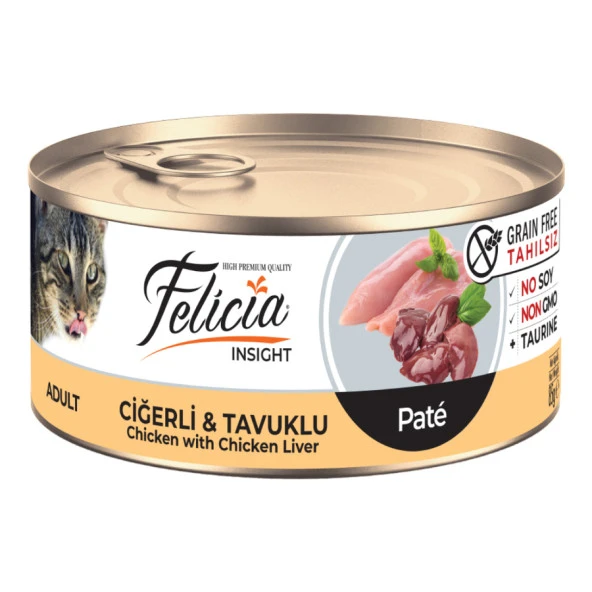 Felicia Tahılsız 85 gr Konserve Ciğerli-Tavuklu Kıyılmış Kedi Maması 24 Adet - 2