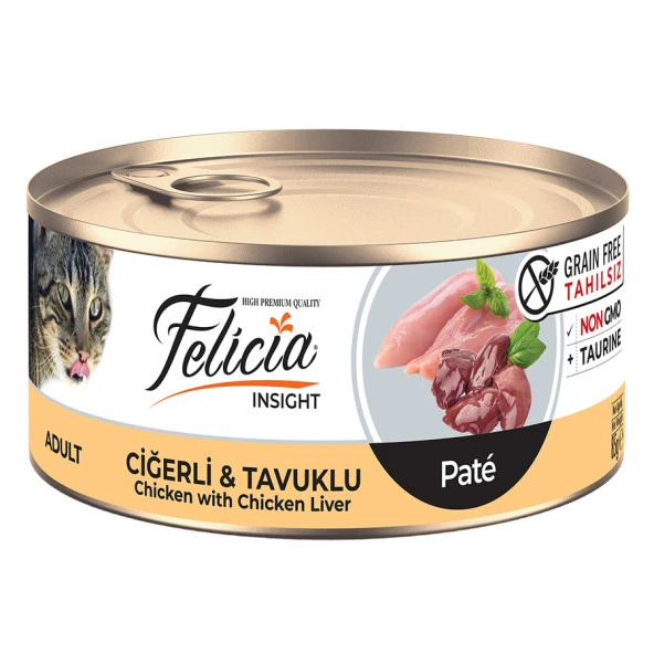 Felicia Tahılsız 85 gr Konserve Ciğerli-Tavuklu Kıyılmış Kedi Maması 24 Adet - 3