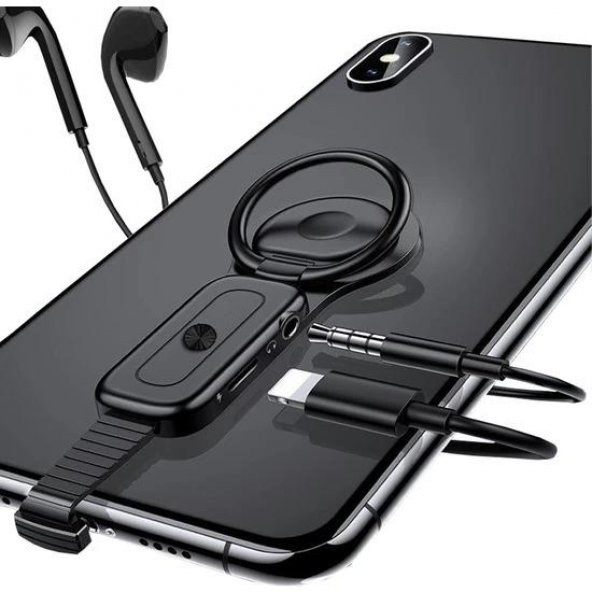 Mobitell Yüzük Tutuculu Lightning To Lightning Şarj 3.5mm Aux - 2