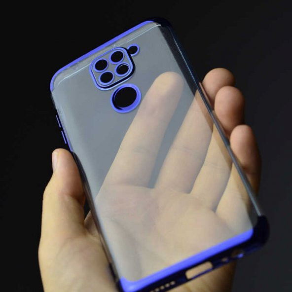 Xiaomi Redmi Note 9 Kılıf Köşeleri Renkli Kamera Çıkıntlı Şeffaf - 9