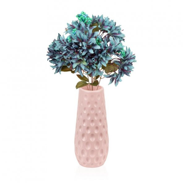 Çukur Desenli Pembe Plastik Saksıda Yapay Japon Çiçeği