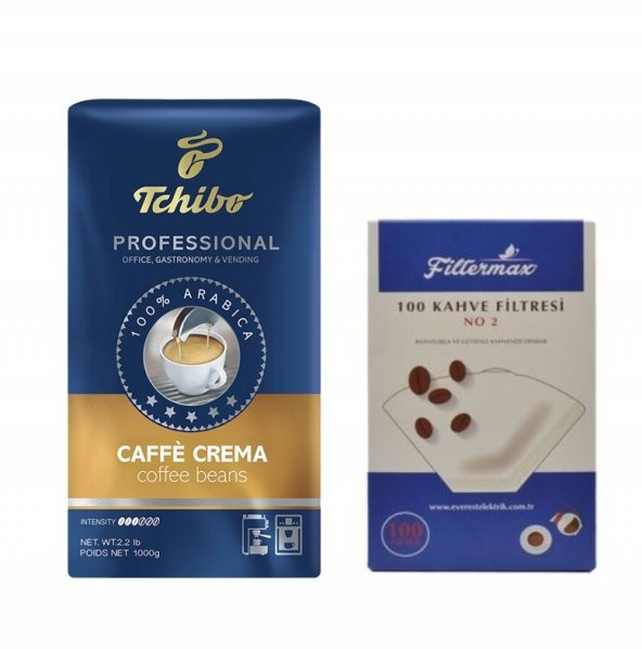 Tchibo Profesional Cafe Crema Çekirdek 1 Kg ve 2 no Filtre Kağıdı