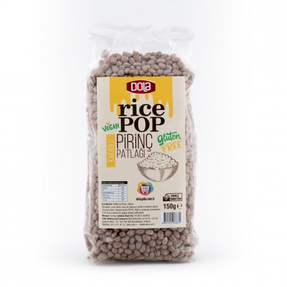 Dola Pirinç Patlağı Rice Pop Kakaolu 150 gr Şekersiz Glutensiz