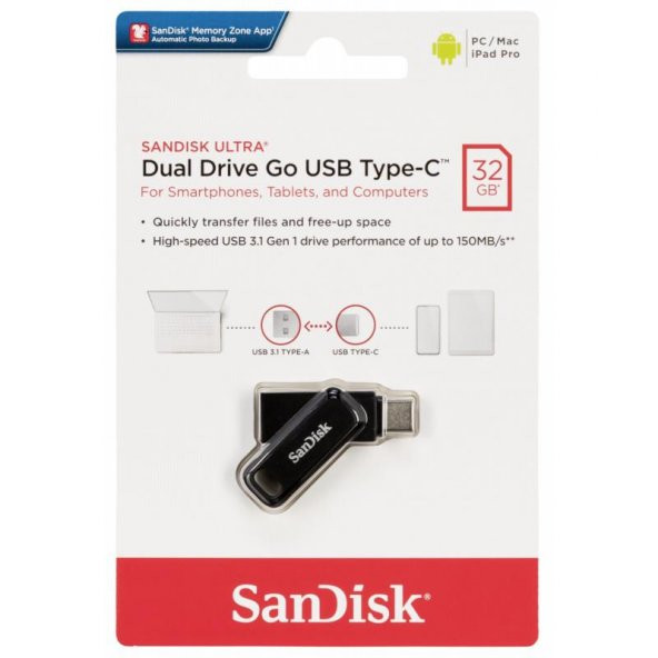 Sandisk 32GB Ultra Dual Drive Go USB Type-C Flash Drive SDDDC3-032G-G46 - 1