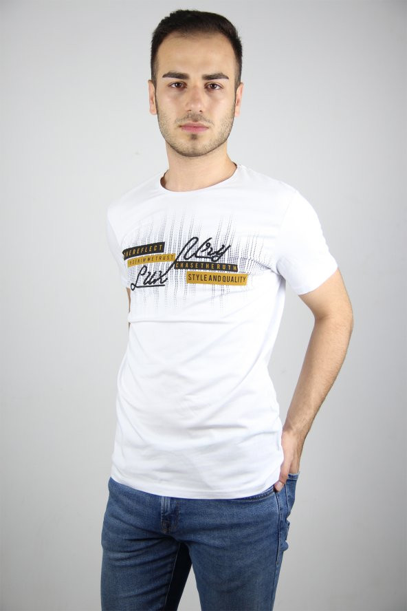 Blackcoach Erkek Bisiklet Yaka Nakış Eva Slim-Fit T-Shirt - 9