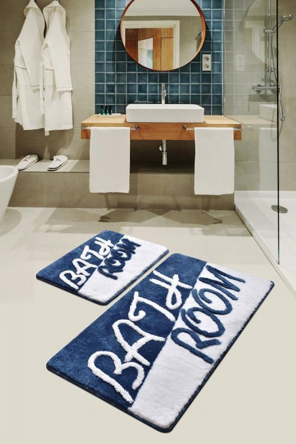 Chilai Home Bathroom 2li Set Klozet Takımı Banyo Paspası Mavi