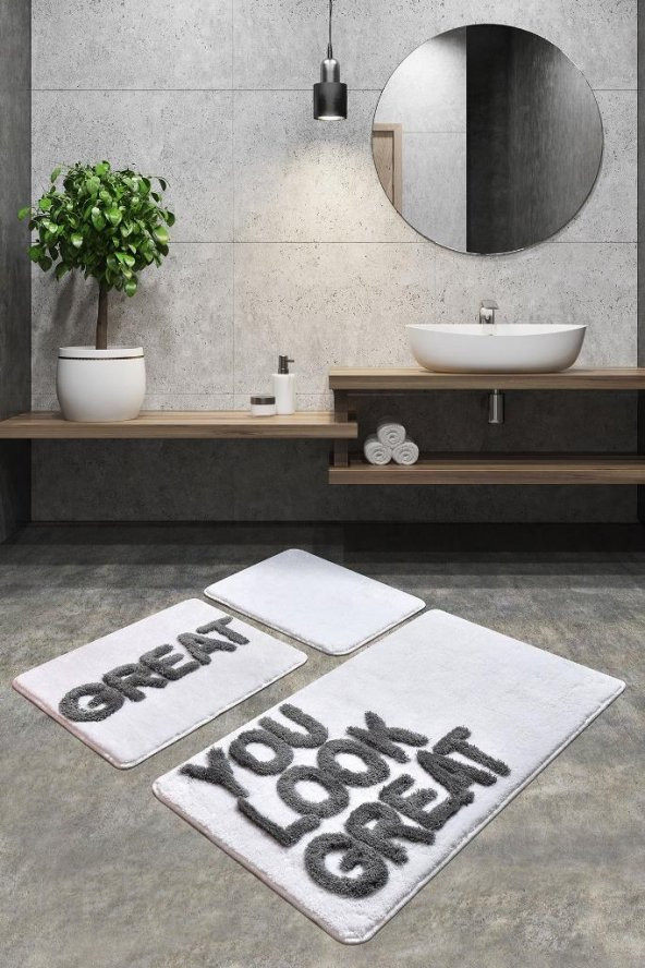 Chilai Home Great 3lü Set Klozet Takımı Banyo Paspası Beyaz