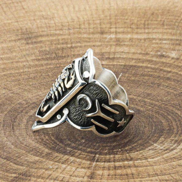 925 Ayar Gümüş Akrep Simgeli Başparmak Zihgir Yüzüğü - Resim 2