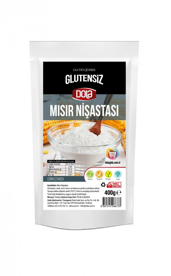 Dola Glutensiz Mısır Nişastası 400 gr