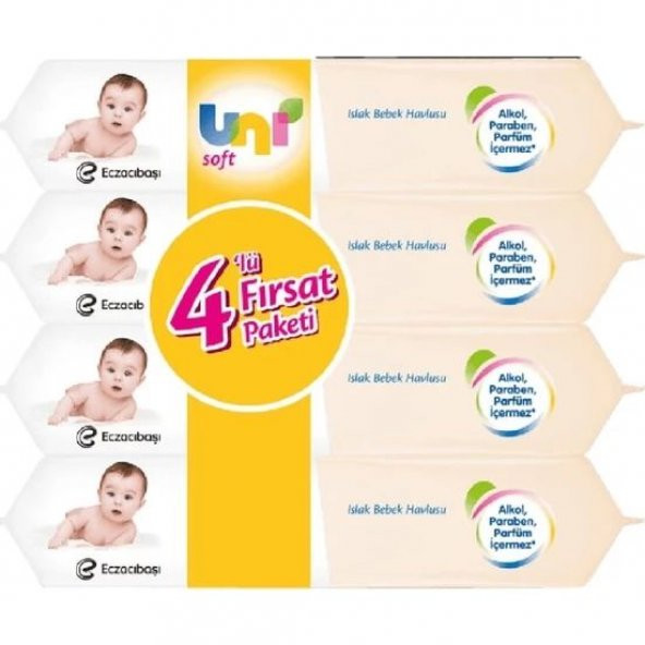 Uni Soft 4'lü Islak Bebek Havlusu Fırsat Paketi
