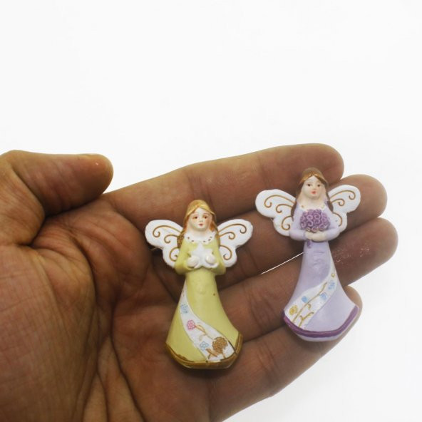 4 Adet El Yapımı ve Boyaması Minik Melek Biblo - 2