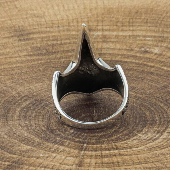 925 Ayar Gümüş Özel Selçuklu Kartallı Zihgir Yüzüğü - Resim 3