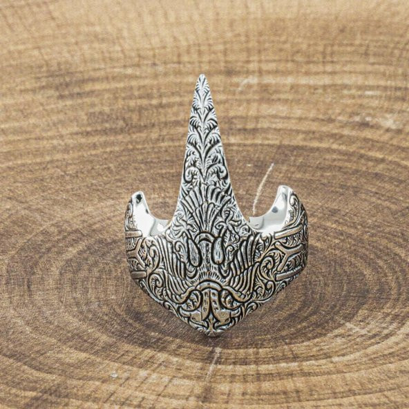 925 Ayar Gümüş Özel Selçuklu Kartallı Zihgir Yüzüğü - Resim 4