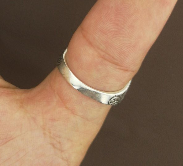 925 Ayar Gümüş Özel Selçuklu Kartallı Zihgir Yüzüğü - Resim 6