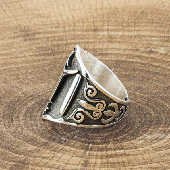 Ay Yıldız Kayı Boyu Zihgir Gümüş Yüzük - Resim 2