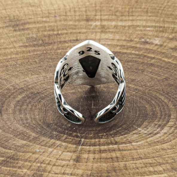 925 Ayar Gümüş Kayı Boyu Başparmak Zihgir Yüzüğü - Resim 3