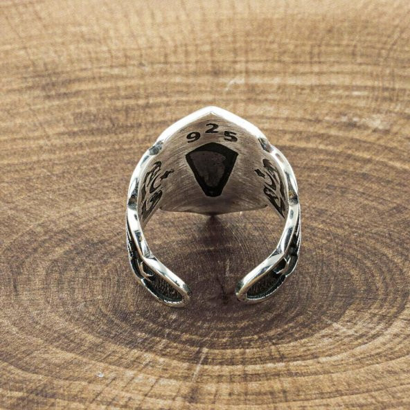 925 Ayar Gümüş Ay Yıldız Başparmak Zihgir Yüzüğü - Resim 3