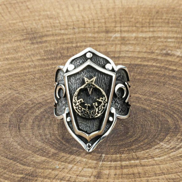 925 Ayar Gümüş Ay Yıldız Başparmak Zihgir Yüzüğü - Resim 4