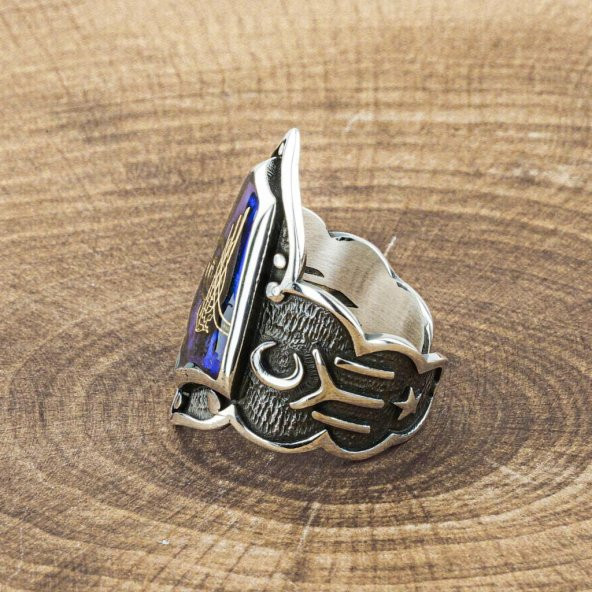 925 Ayar Gümüş Osmanlı Tuğralı Zihgir Yüzüğü - Resim 2