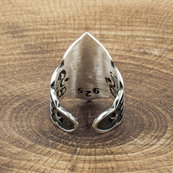 925 Ayar Gümüş Osmanlı Tuğralı Zihgir Yüzüğü - Resim 3
