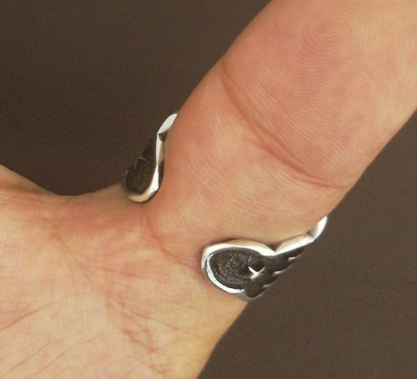 925 Ayar Gümüş Osmanlı Tuğralı Zihgir Yüzüğü - Resim 6