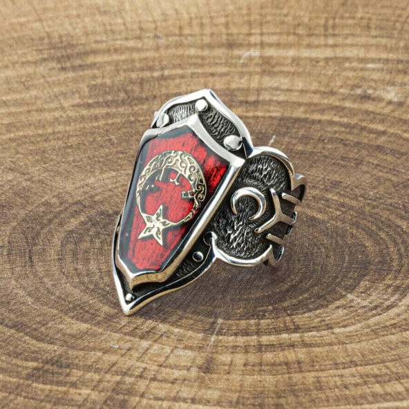 925 Ayar Gümüş Ay Yıldız Başparmak Zihgir Yüzüğü ürün görseli