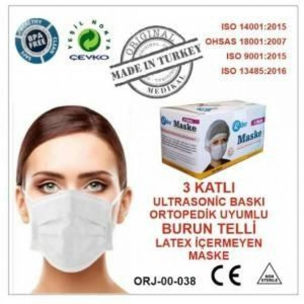 Rabır Telli Cerrahi Maske 3 Katlı 200 Adet (Aparat Hediyeli) - 2