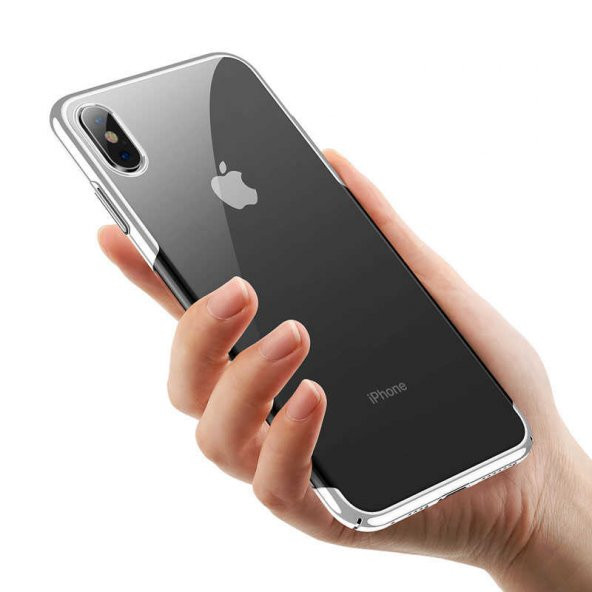 Orijinal Baseus iPhone XS Max 6.5 Kılıf İnce Köşeleri Renkli Şeffaf Silikon - 4