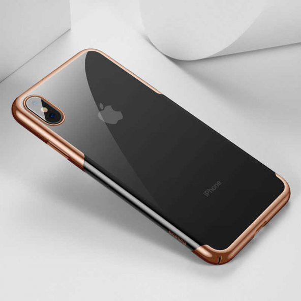 Orijinal Baseus iPhone XS Max 6.5 Kılıf İnce Köşeleri Renkli Şeffaf Silikon - 8