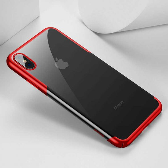 Orijinal Baseus iPhone XS Max 6.5 Kılıf İnce Köşeleri Renkli Şeffaf Silikon - 10