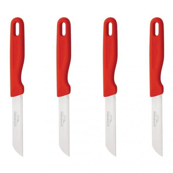Delik Saplı Meyve Bıçağı 4lü Takım - Kırmızı