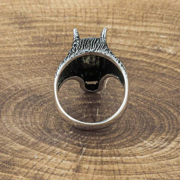 925 Ayar Gümüş Kurt Kafası Motifli Yüzük - Resim 3