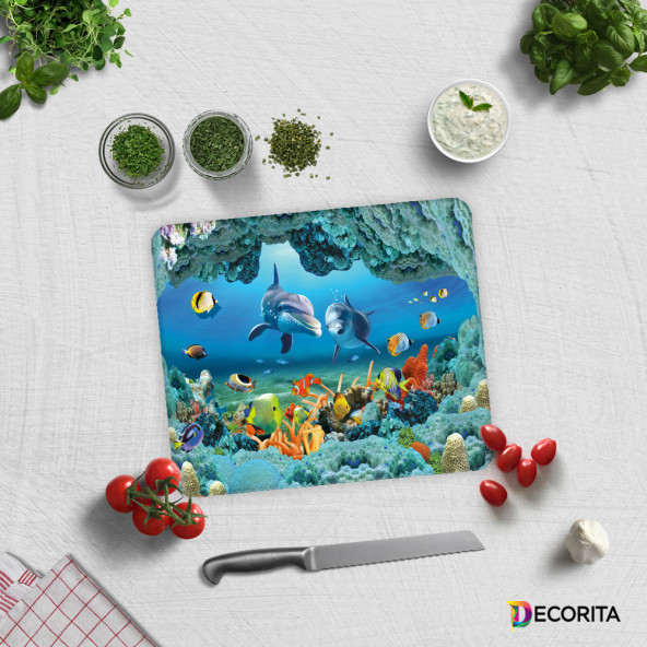 DECORITA Cam Kesme Tahtası - Akvaryum Desen - 2